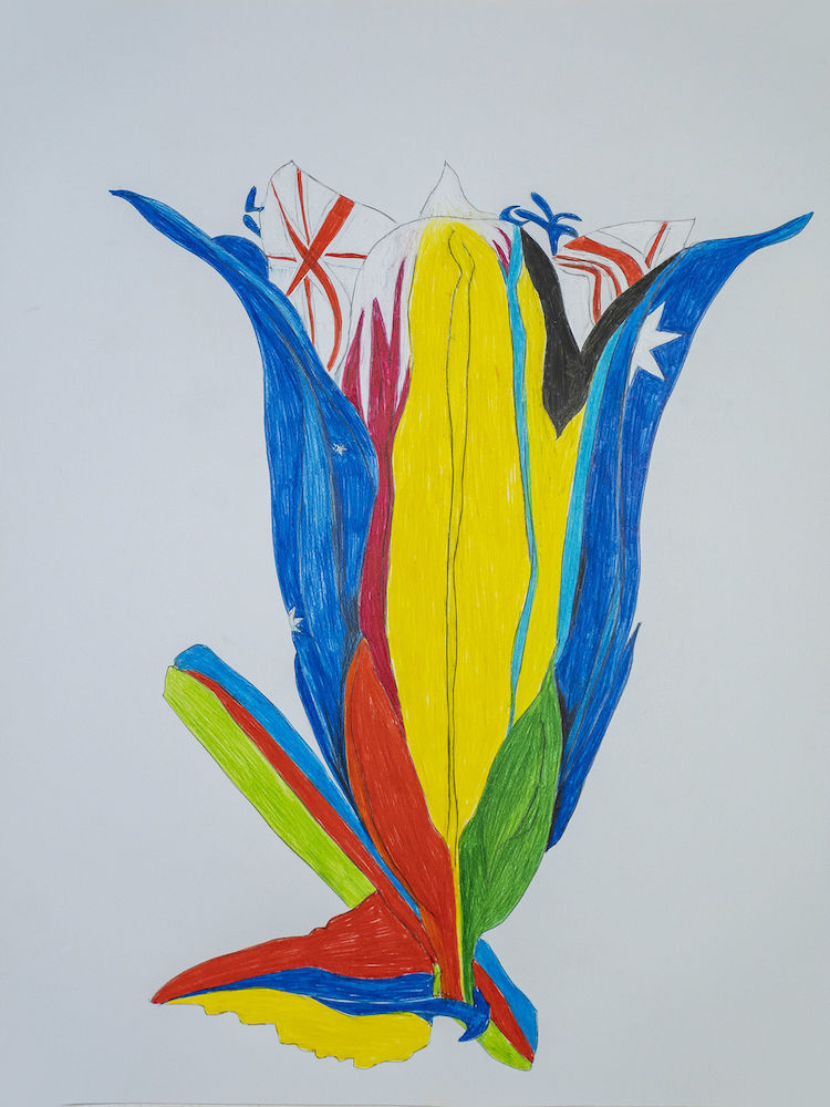 Flag 2 | Armenia with Azerbaijan, Ethiopia, Australia, Bahamas and Bahrain | Uli Aigner 2019 | 66 x 89 cm | Colored pencil on paper